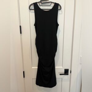 Athleta Tank Midi/ Maxi Dress Ruched Sleeveless Black Lined Size M